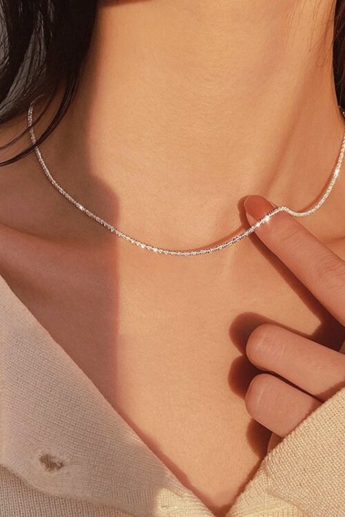 Women Silver Sparkling Clavicle Chain...