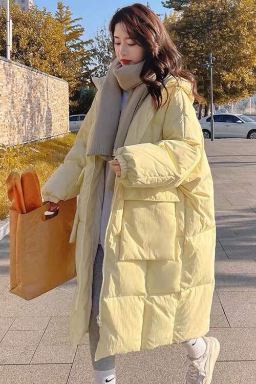 2022 Winter Womens Down Jackets Long Ultra Light Thin Casual Coat Puffer Jacket Slim Remove Hooded Parka Loose Warm Zipper Coat