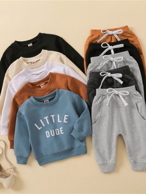 Baby Boy Clothes Set 2pcs Soft Cotton Letter Sweatshirts Tops+Pants 2023 Spring Summer Outfits