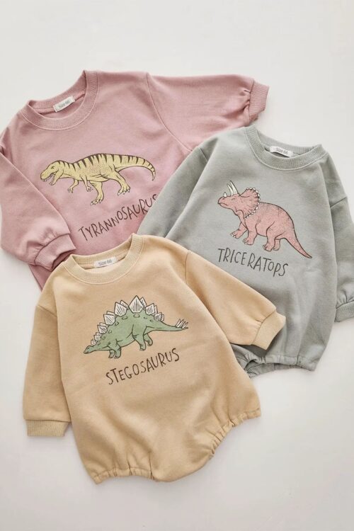 Baby Dinosaur Sweatshirt Romper Toddl...