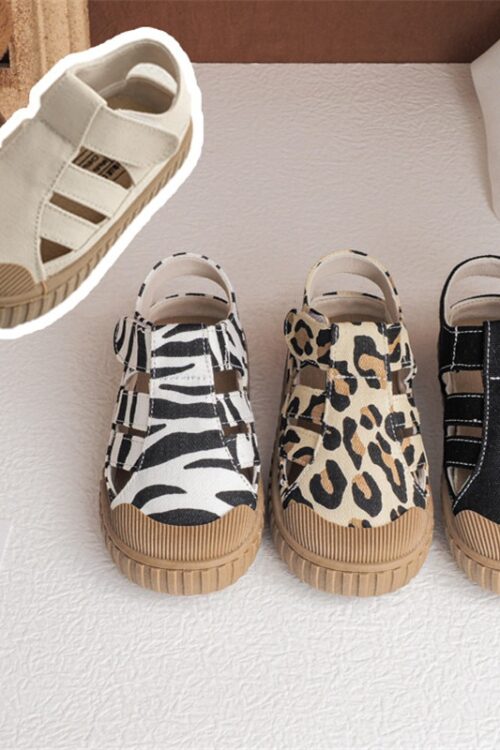 Kids Canvas Sandals Baby Cute Leopard...