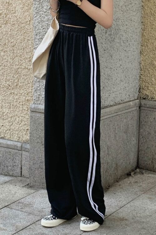 Black Sweatpants Women Autumn Korean Style Fashion  Print Baggy Pant
