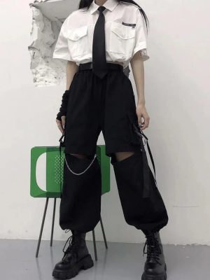 Gothic Streetwear Women’s Cargo...