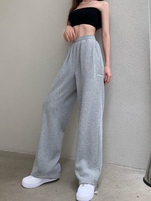 Gray Sweatpants Joggers Women Korean ...