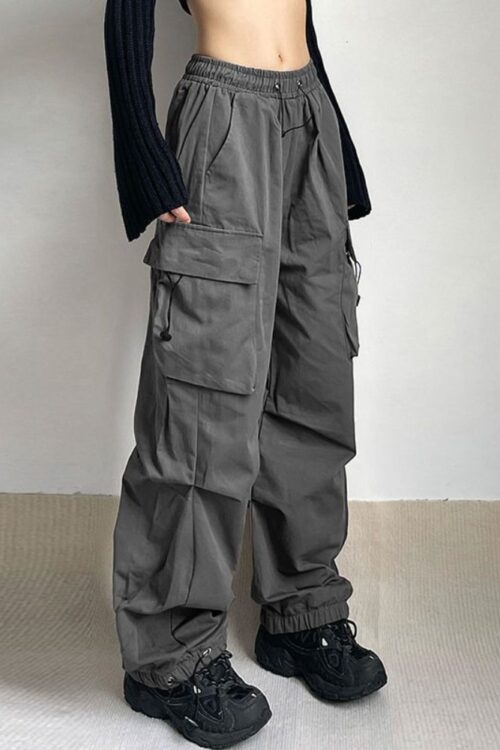 Harajuku Oversized Cargo Parachute Pants Women Streetwear Vintage  Hip Hop Wide Leg Joggers