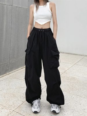 Harajuku Parachute Pants Streetwear W...