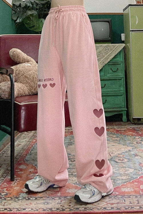 Harajuku Pink Pants Streetwear Women ...