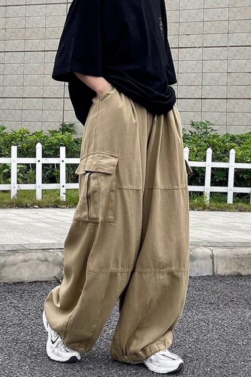 Harajuku Streetwear Khaki Cargo Pants...