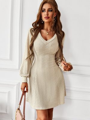 V Neck Sexy High Waist Dress Women Au...