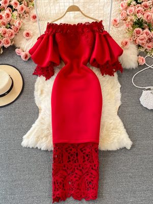 Women Sexy Hollow Out Lace Bodycon Long Dress 2023 Summer Fashion Outfits