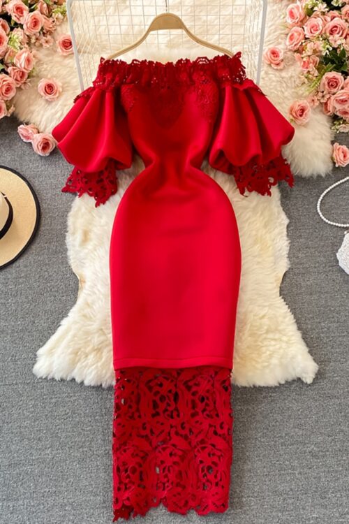 Women Sexy Hollow Out Lace Bodycon Lo...