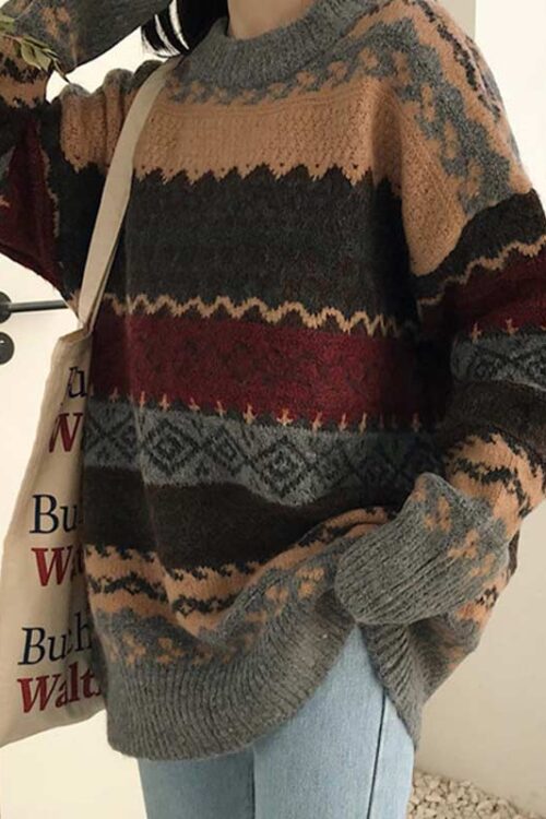 Women Vintage Sweaters Pullover Winte...