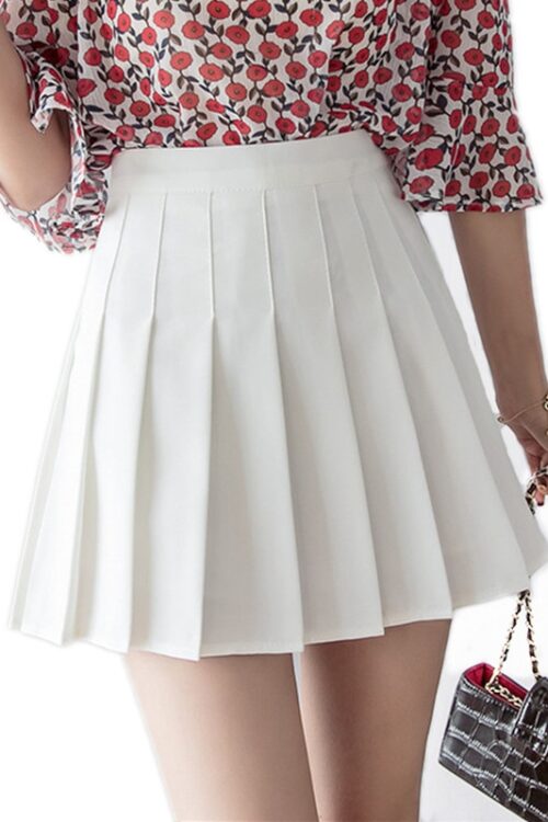 Women High Waist Pleated Mini Skirt C...