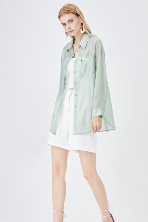 Sun Protection Thin Shirt for Women Avocado Green Summer Loose Design Niche Young Sense  for Women