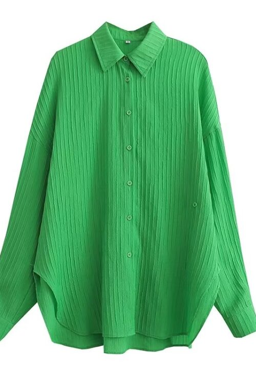 Fall Women Clothing Polo Collar Solid Color All Matching Slit Hemline at Hem Long Sleeve Shirt Top Women