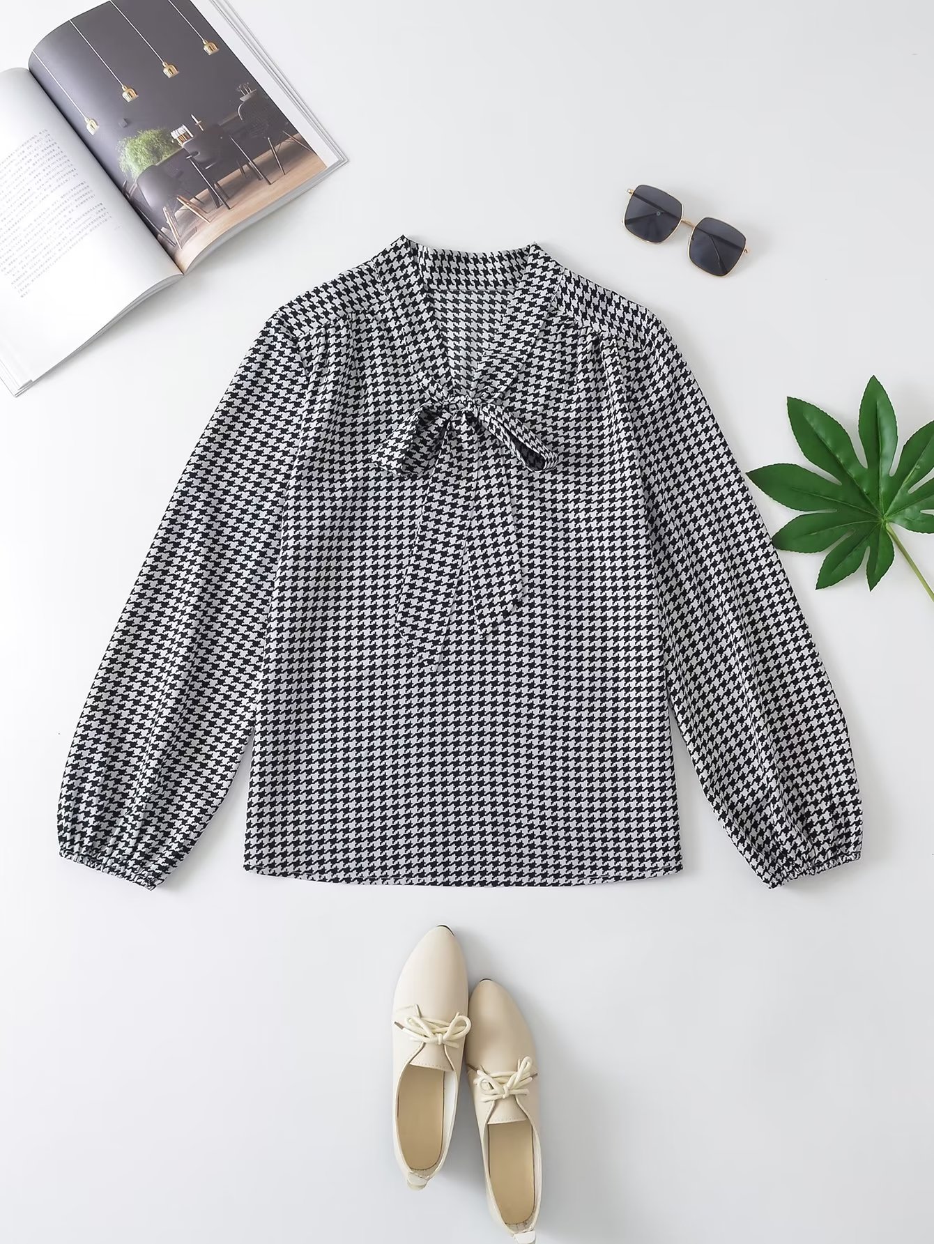 Bow Black White Plaid Fleece Shirt Women Long Sleeve Warm Winter Fresh Student Shirt