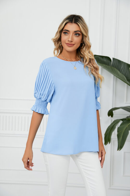 Solid Color round Neck Ruffled Prince...