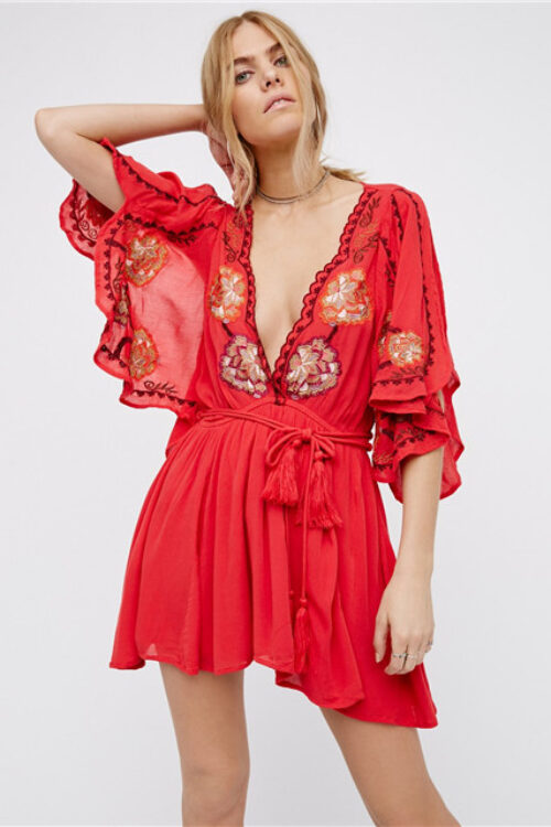Women  Spring and Summer Elegant Seaside Holiday Sexy Embroidered Dress