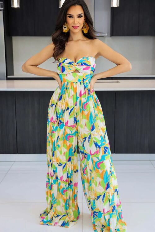 Sleeveless Chest Wrapped Printed Trou...