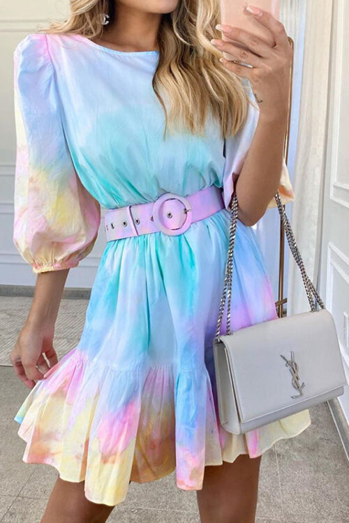 Summer Tie-Dyed Vacation Ruffled Wais...