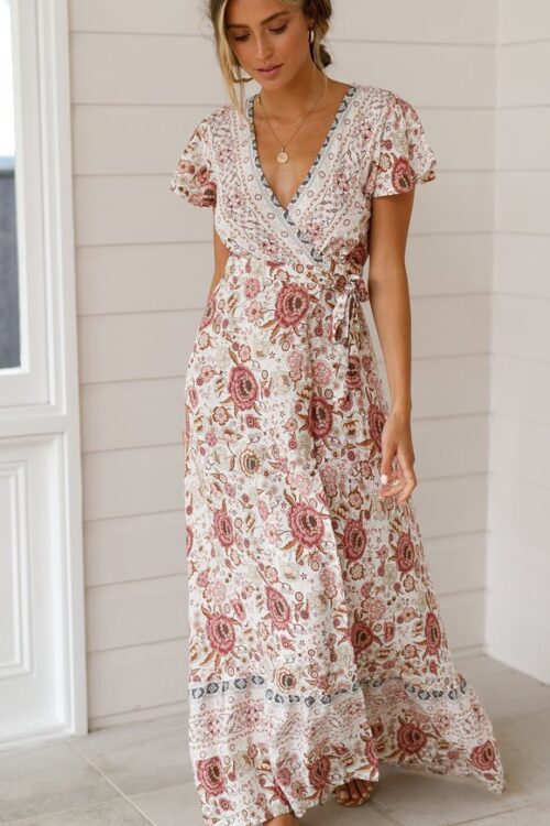 Summer Casual Holiday Floral Print Dr...