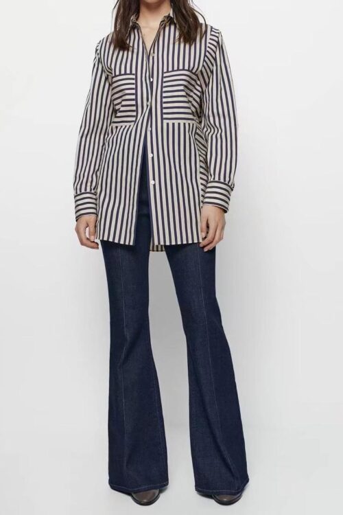 Asymmetric Striped Casual Shirt