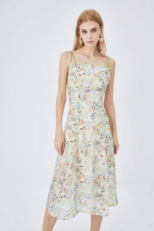 Floral Dress Summer Suspender Elegant...