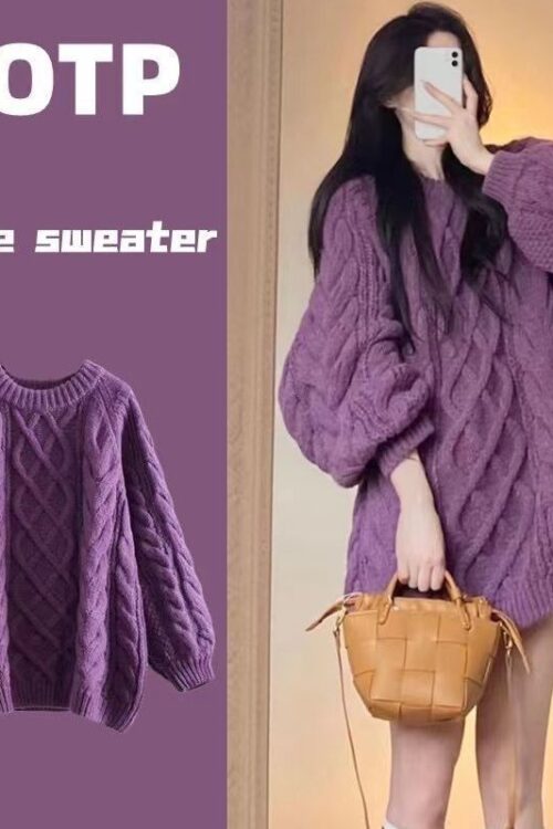New Solid Color Oversized Sweater Fas...