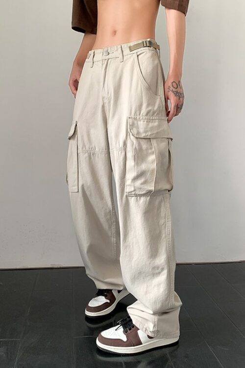 New pocket cargo pants women retro high street loose hip hop sweatpants