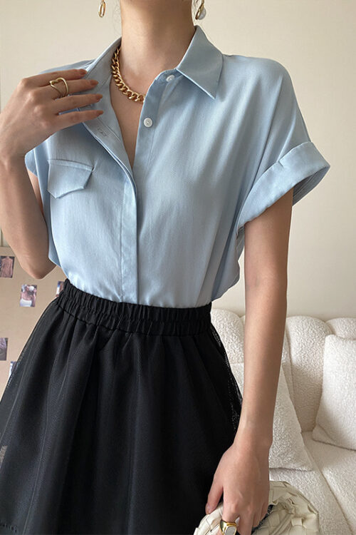 French Simplicity Tencel Small Shirt Women Summer Niche