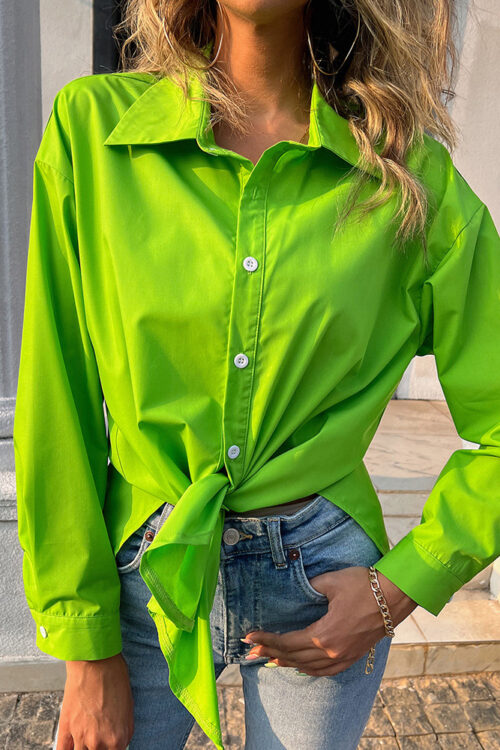 Women Clothing Shirt Solid Color Loos...