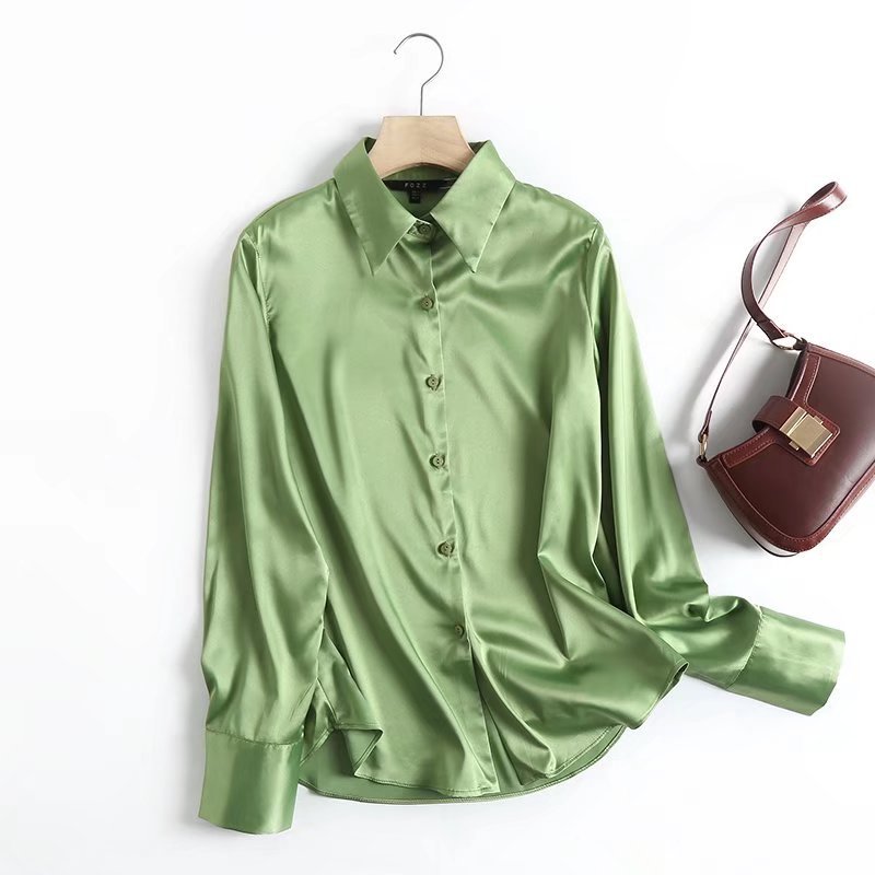 9254 Green Satin Shirt