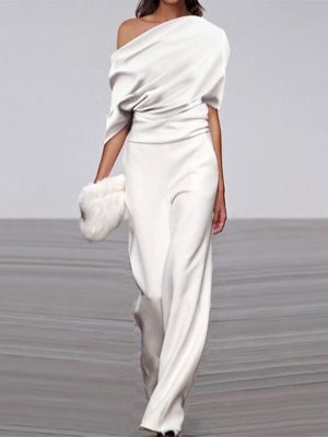 Off Neck Loose White Jumpsuit Best Wo...