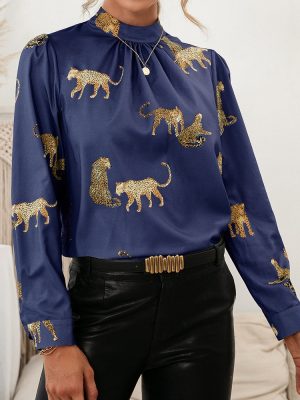 Spring Summer Leopard Printed Shirt L...