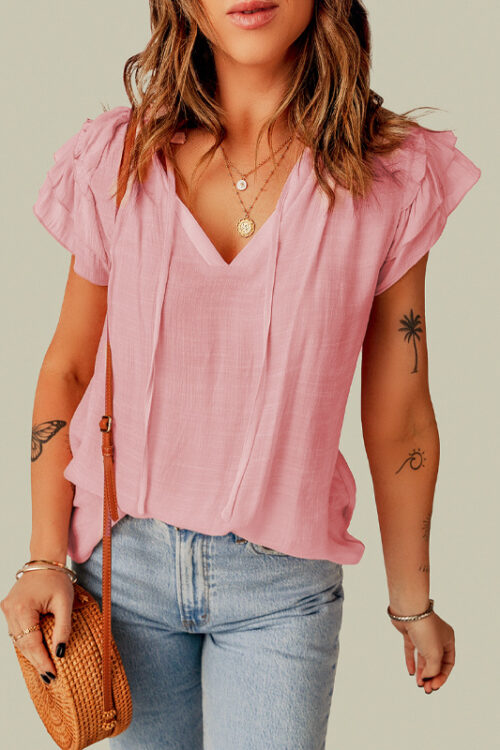 Summer Short Sleeve Top Women Casual Loose Solid Color T shirt