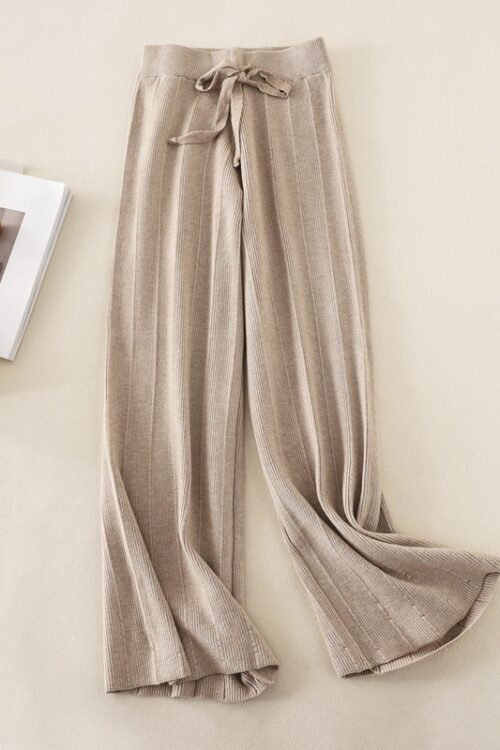 Knitted Thick Wide Leg Pants Women Au...