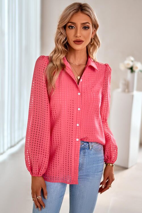 Autumn Winter Casual Women Clothing Single Breasted Collared Plaid Shirt Women