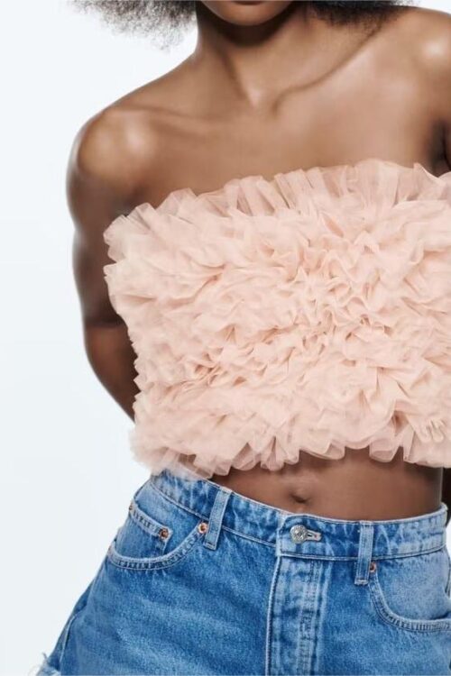 Sexy Solid Color Pleated Knitted Top ...