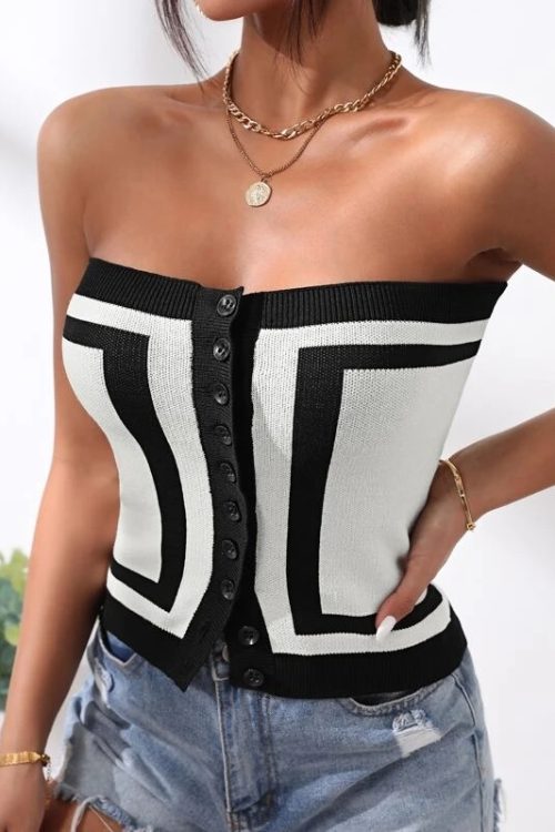Women Summer Patchwork Rib Sexy Color...