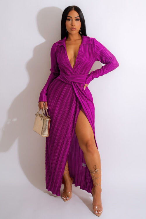 Sexy Slit Dress Autumn Winter V neck ...