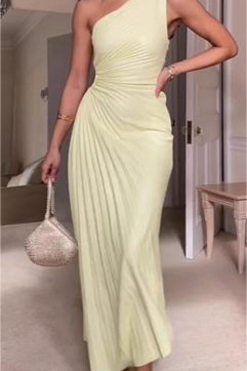 Women Clothing One Shoulder Pleated C...