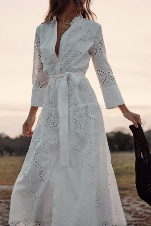 Women  Embroidered Maxi Dress Spring ...