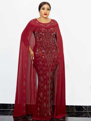 Plus Size African Dress Elegant Chiff...