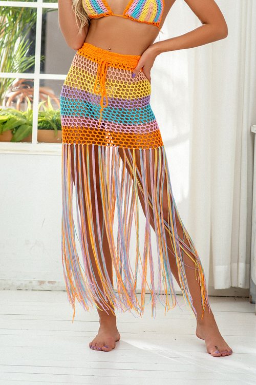 Modern at Hand Crocheting Beach Split Tassel Color A  line Skirt