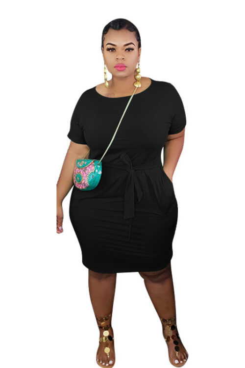 Plus Size Solid Color Slim Fit Tight ...
