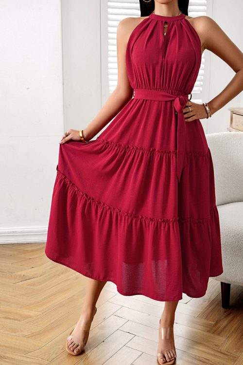 Design Solid Color Dress Summer Elega...