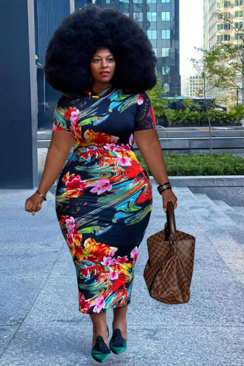 Plus Size Summer New Floral Printed S...