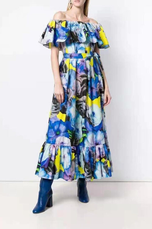 Vacation Printing Dyeing Dress Spring...