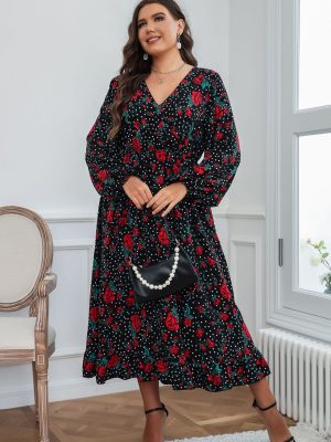 Plus Size Autumn Woven Black Chiffon ...