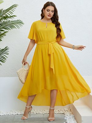 Popular Summer Yellow V neck Lace up ...